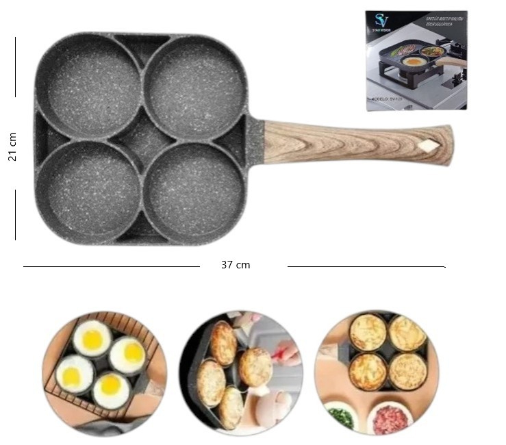 Sarten Antiadherente 4 Puestos Sarten Multifucional Huevos - Imagen 7