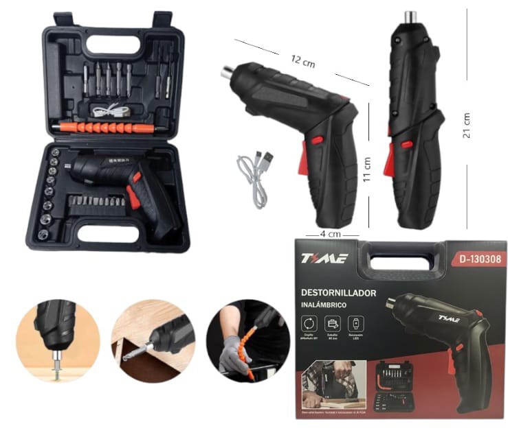 Destornillador Inalambrico Recargable Usb 47pcs - Imagen 3