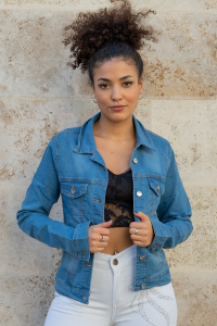 Campera de Dama Clasica Elastizado (celeste) - Miniatura 2