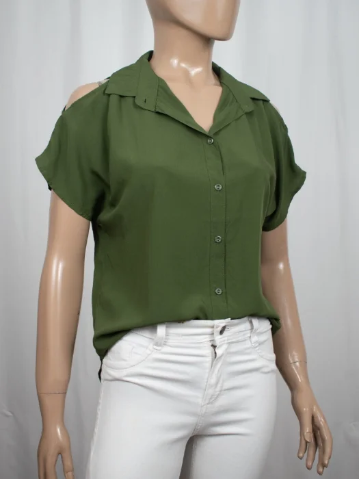 Camisa Hombro Descubierto Lisa
