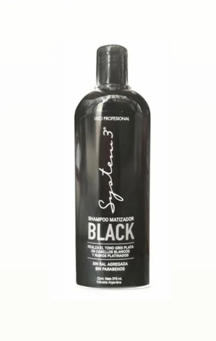 System 3  Shampoo Matizador Negro  X 375ml para Grises, Platinados y Canas