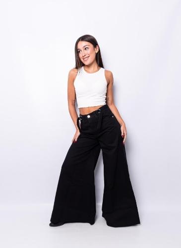 Premium Jean Maxi Palazzo Negro Ajustable Dama