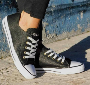 Zapatilla Cuero Sintetico Estilo Converse (art 6002)