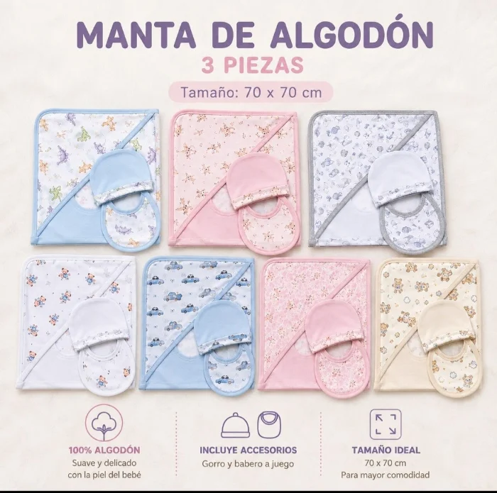 Manta Algodón X3 Piezas