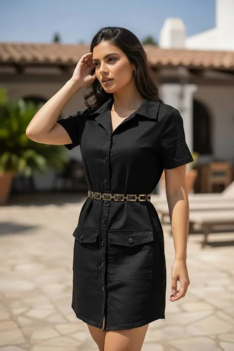 Vestido Camisa Celeste