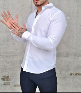 Camisa  Entallada de Hombre Liso - Miniatura 7