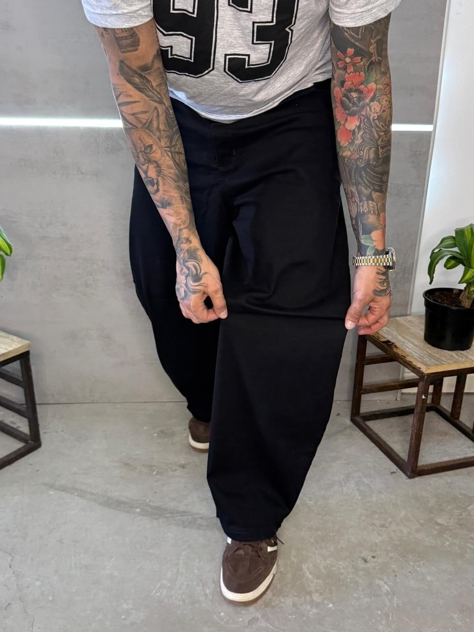 Jean Baggy Negro Hombre Rígido - Imagen 2