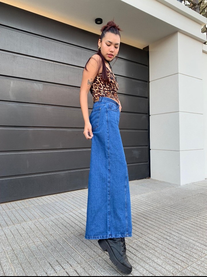 Jean Maxi Palazzo Mujer Azul - Imagen 3