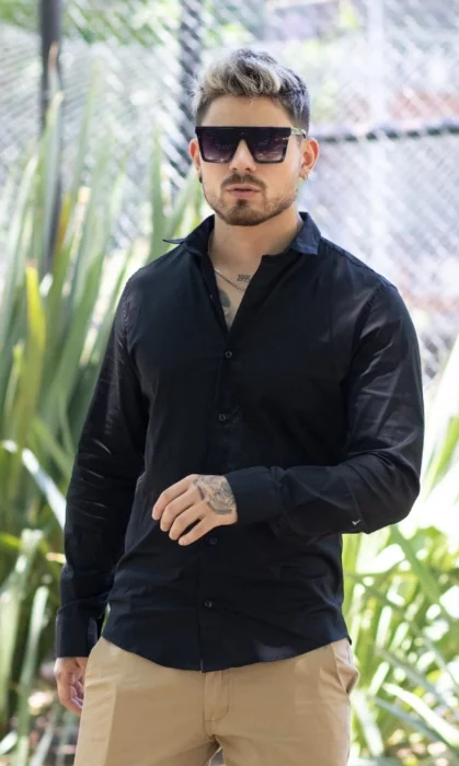 Camisa Lisa Elastizada Poplin