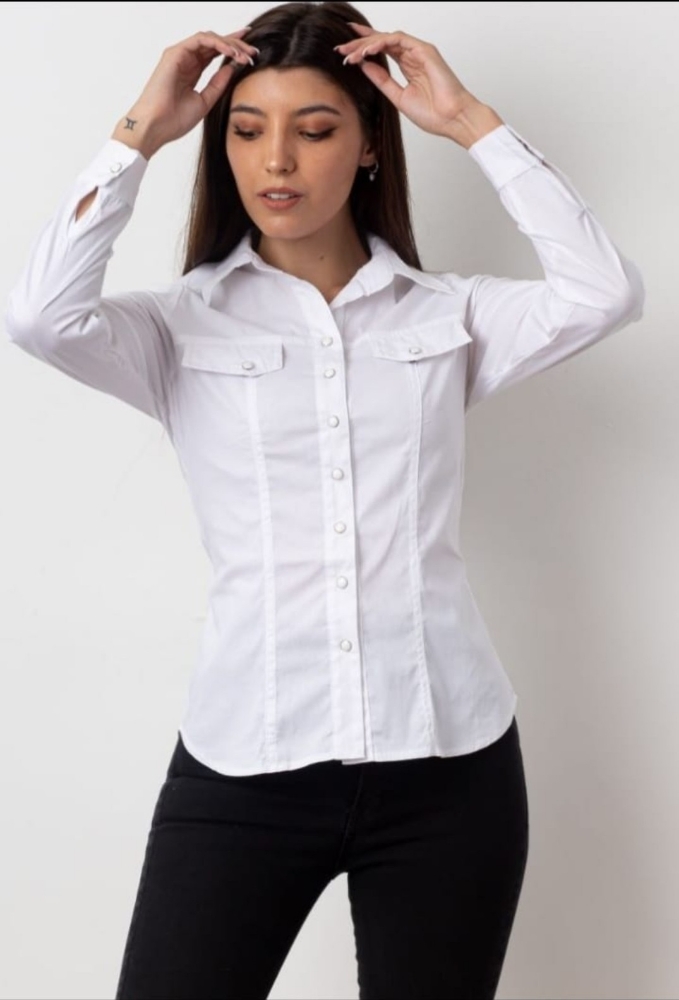 Camisa Poplin Elastizada con Aplique - Imagen 5