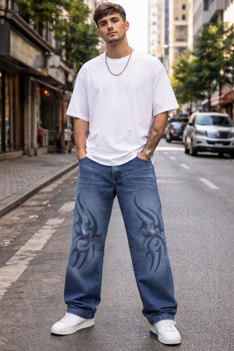 Jean Baggy Azul Diseño Hombre