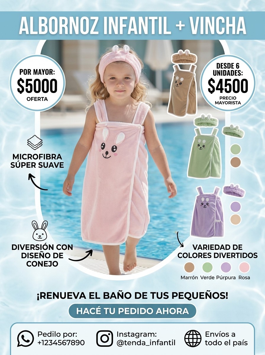 Albornoz Infantil Más Vincha - Imagen 3