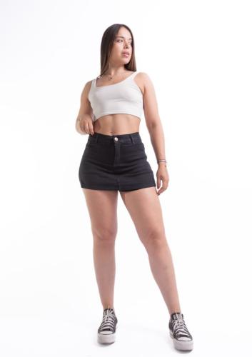 Jean Short Pollera Negro Jean Dama