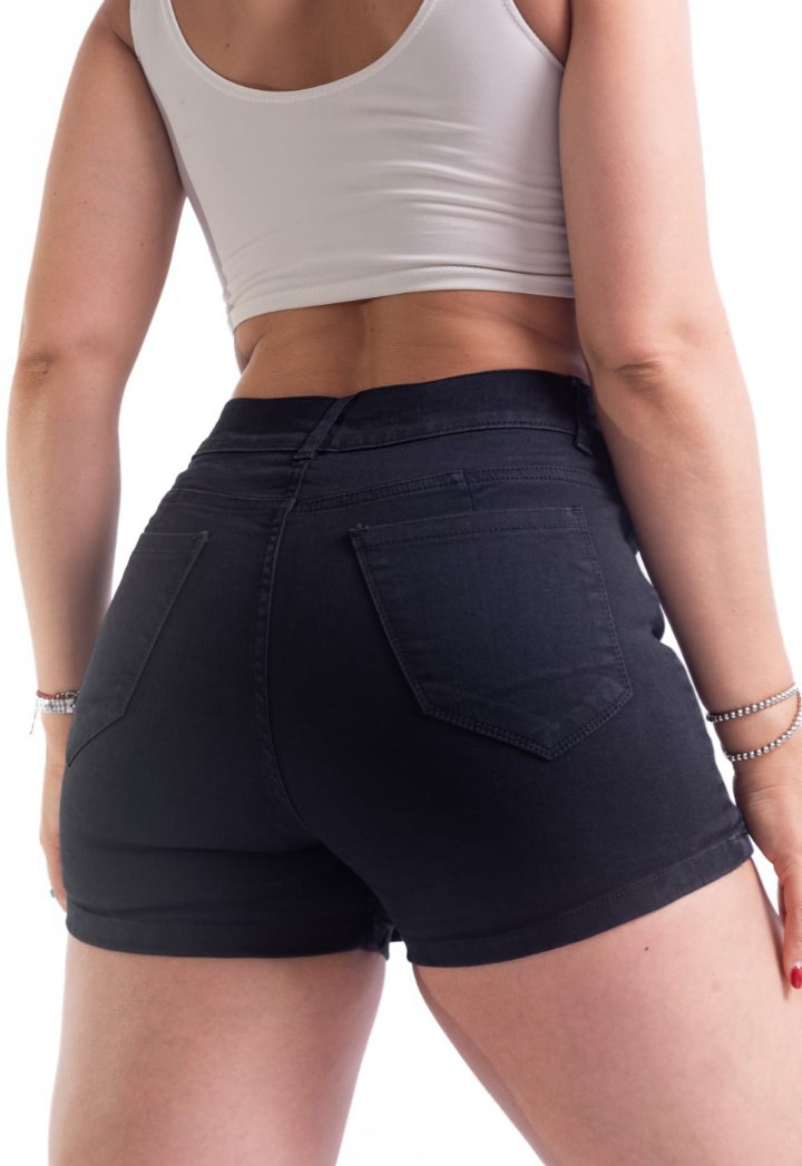 Jean Short Pollera Negro Jean Dama - Imagen 4