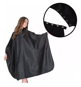 Capa Peinador Barbería con Broches Clip  Negra Unisex