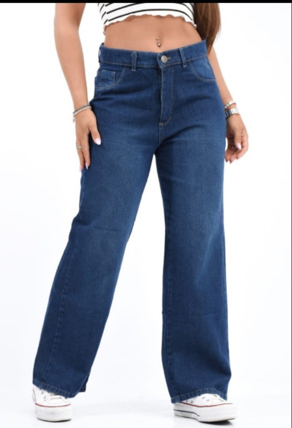 Jean Wide Azul Localizado Dama Rígido - Imagen 2