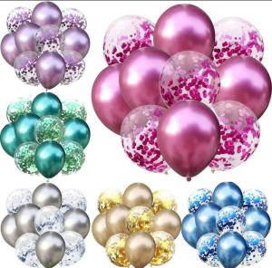 Set por 10 Globos Cromado con Cofeti
