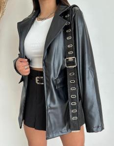 Blazer Engomada Negro Largo