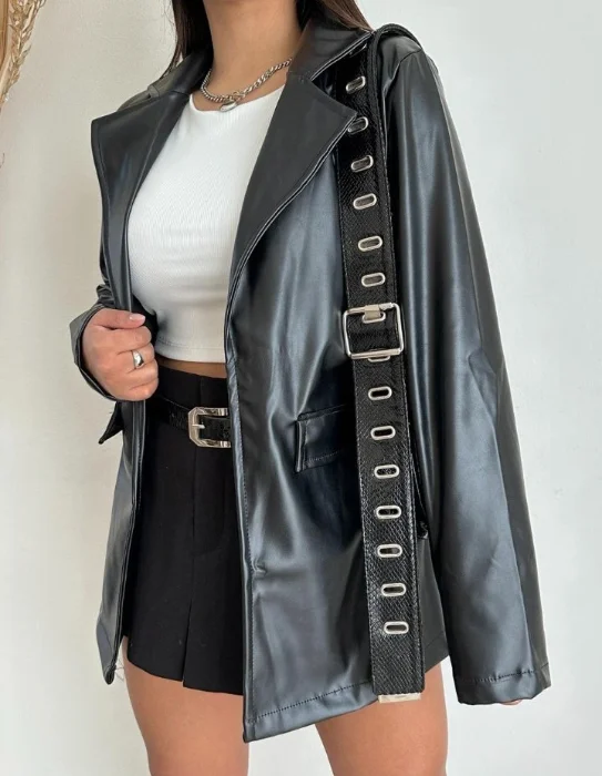 Blazer Engomada Negro Largo
