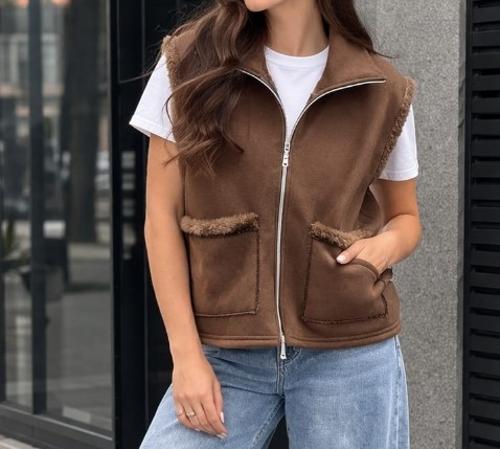 Chaleco Jersey con Piel