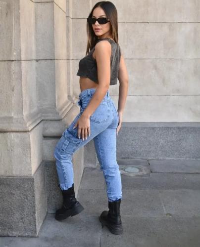 Jean Jogger Cargo Celeste Dama - Miniatura 3