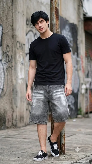 Bermuda Baggy Jean Hombre Chilenos Colores Diseño Grafiti