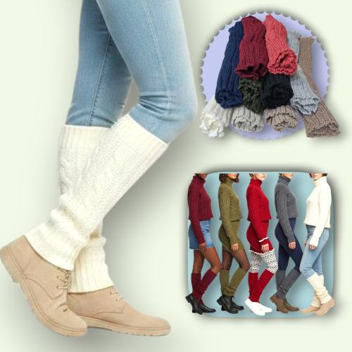 Polaina de Lana Trenzada, 40cm Aproximado, Invierno, Accesorios de Moda