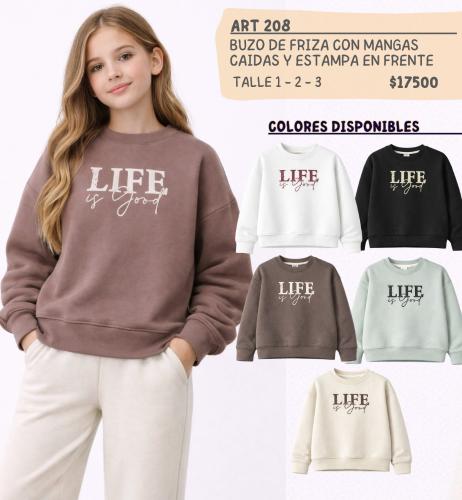 Linea Teen - Buzo de Friza con Mangas Caidas y Estampa en Frente - Miniatura 1