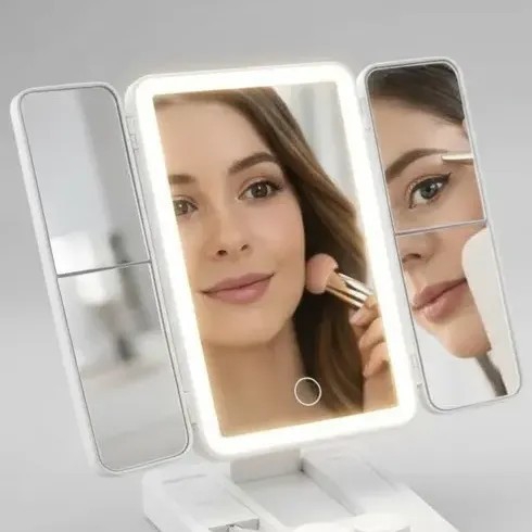 Espejo Led Plegable con Zoom y Porta Lentes de Contacto - Imagen 3