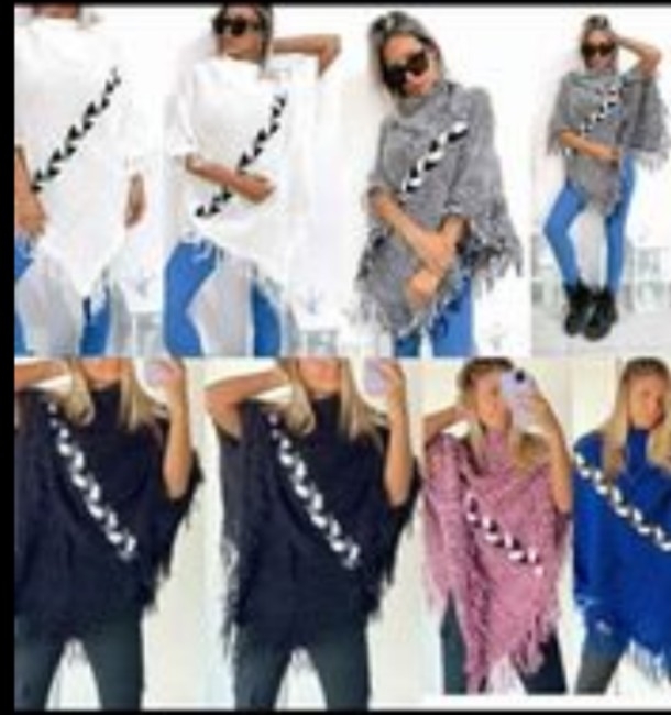 Ponchos con Trenzas de Lana Talle Grande - Imagen 2