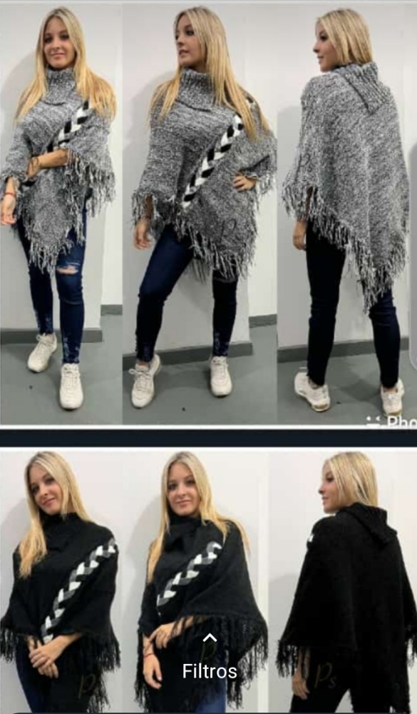 Ponchos con Trenzas de Lana Talle Grande - Imagen 3