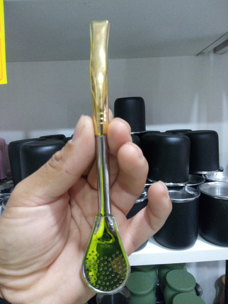 Bombilla de Acero Pico de Loro Dorado 17cm - Imagen 3