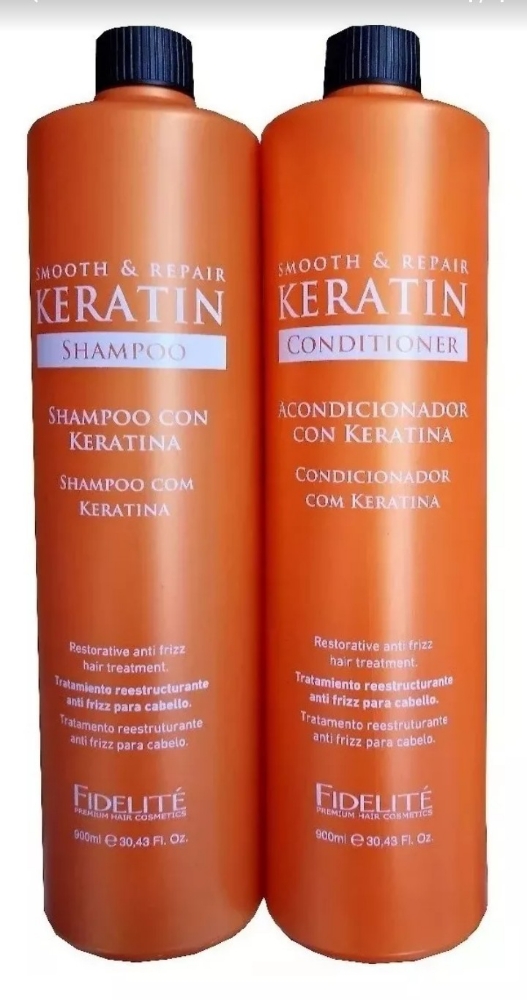 Fidelite Shampoo Ó Acondicionador de Keratina X 900 Ml C/u - Imagen 4