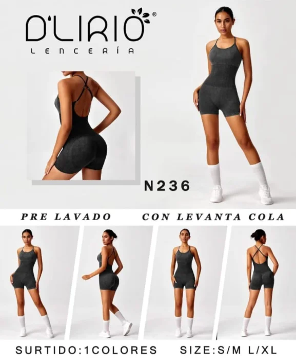 Catsuit Push Up Prelavado Negro Delirio