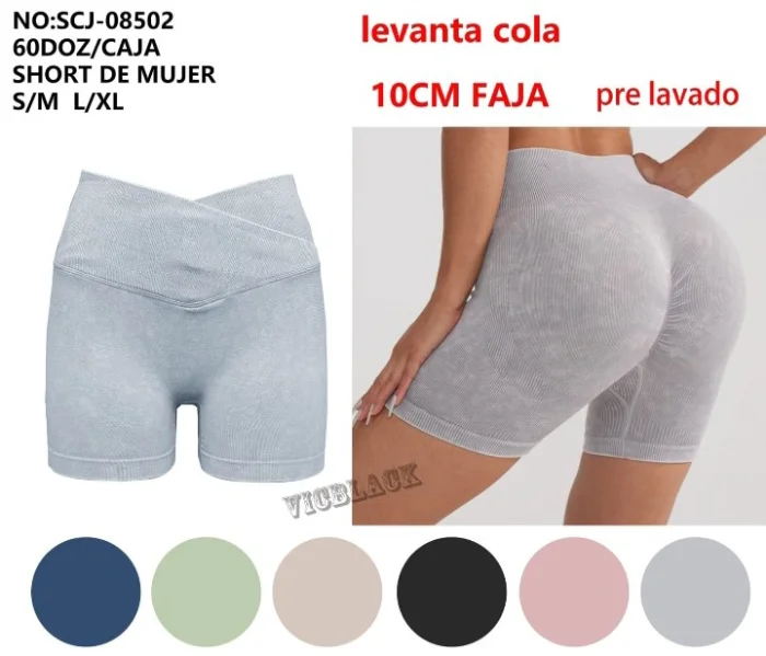 Short Prelavado Cintura Cruzada Vic Black