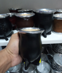 Mate Bocon Camionero de Cuero Calabaza Aluminio Base Reforzada