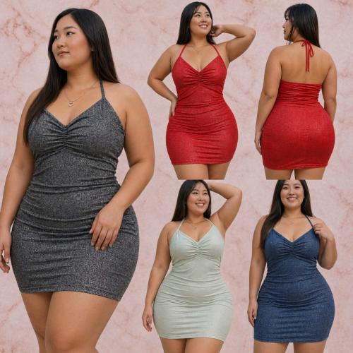Vestido Escote Fruncido Lurex