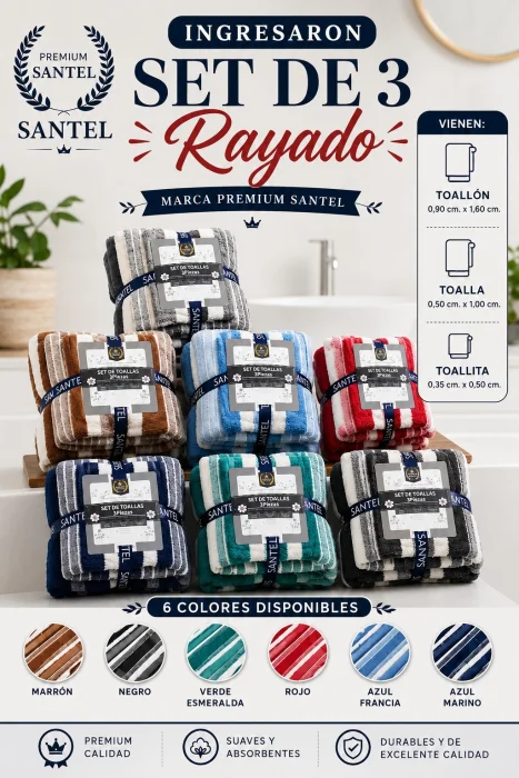 Juego Set 3 Piezas Rayado Xl