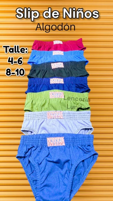 Slip de Niños y Juvenil Algodón Liso Cintura Ancha y Cintura Fina
