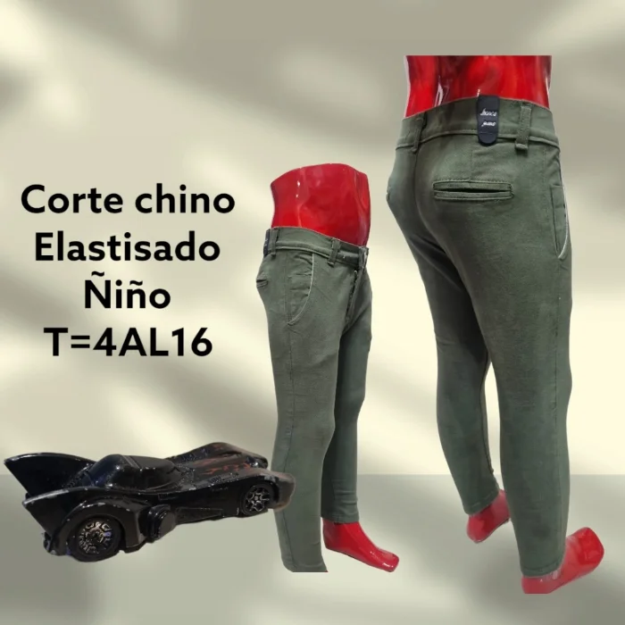 Corte Chino Ñiño Gabardina Solo en Verde
