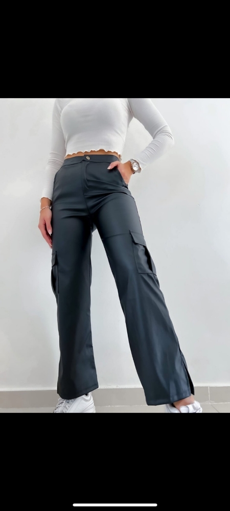 Wide Leg Cargo Eco Cuero - Imagen 2