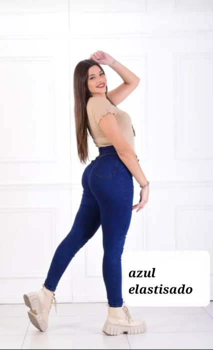 Pantalon Elastizado Dama Azul Liso
