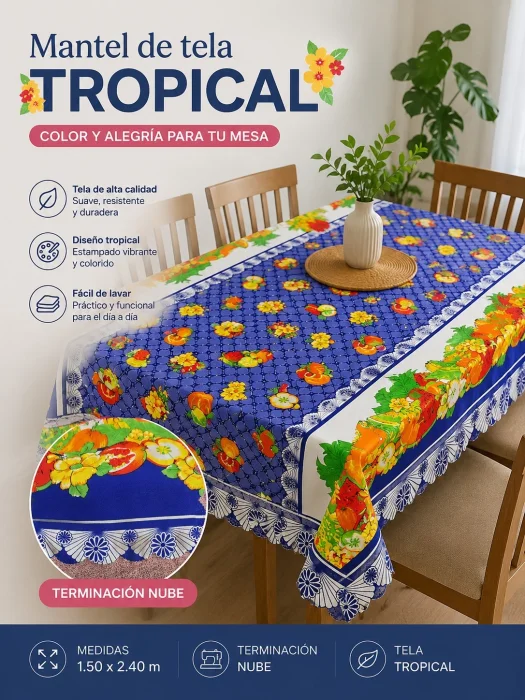 Mantel Tropical Estampado 2.20 X 1.50