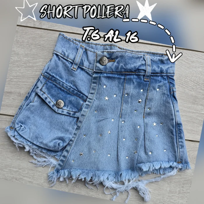 Short Pollera Cargo con Strass