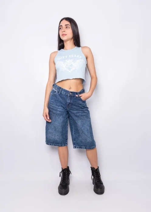 Bermudas Baggy Jeans con Regulador