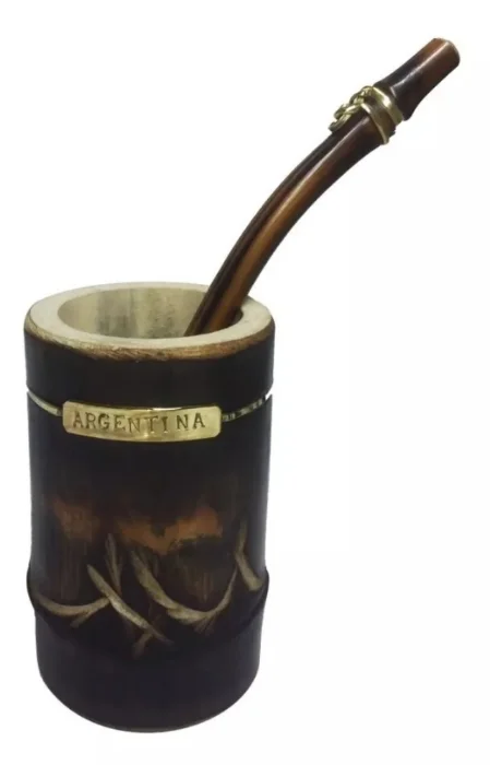 Mate de Caña Bambu con Bombilla