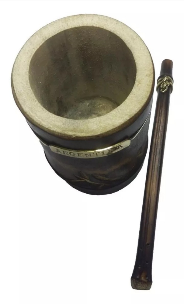 Mate de Caña Bambu con Bombilla - Imagen 2
