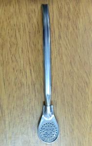 Bombilla Chata Tipo Pala de Acero Inoxidable 17.5cm