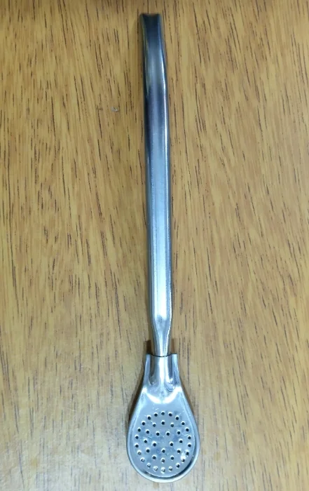 Bombilla Chata Tipo Pala de Acero Inoxidable 17.5cm