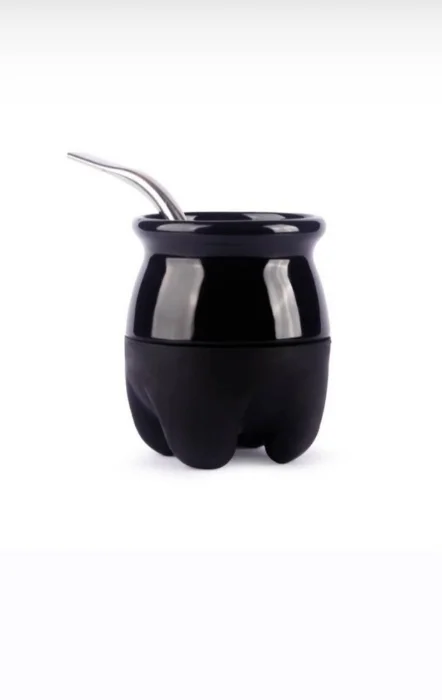 Mate Quechua de Ceramica con Base de Goma + Bombilla